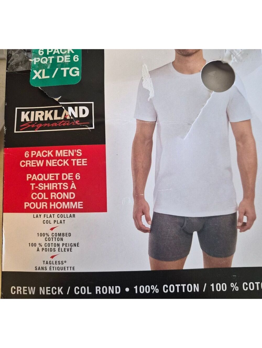 Kirkland Signature 4 Pack Men's Crew Neck T-Shirts XL 0285